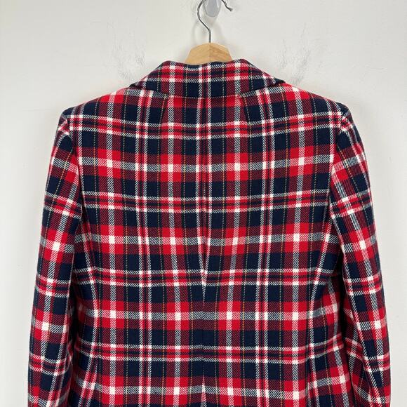 NEW J.Crew Collection Blazer Jacket Italian Plaid Holiday Preppy Red Navy US 2 - Picture 12 of 14